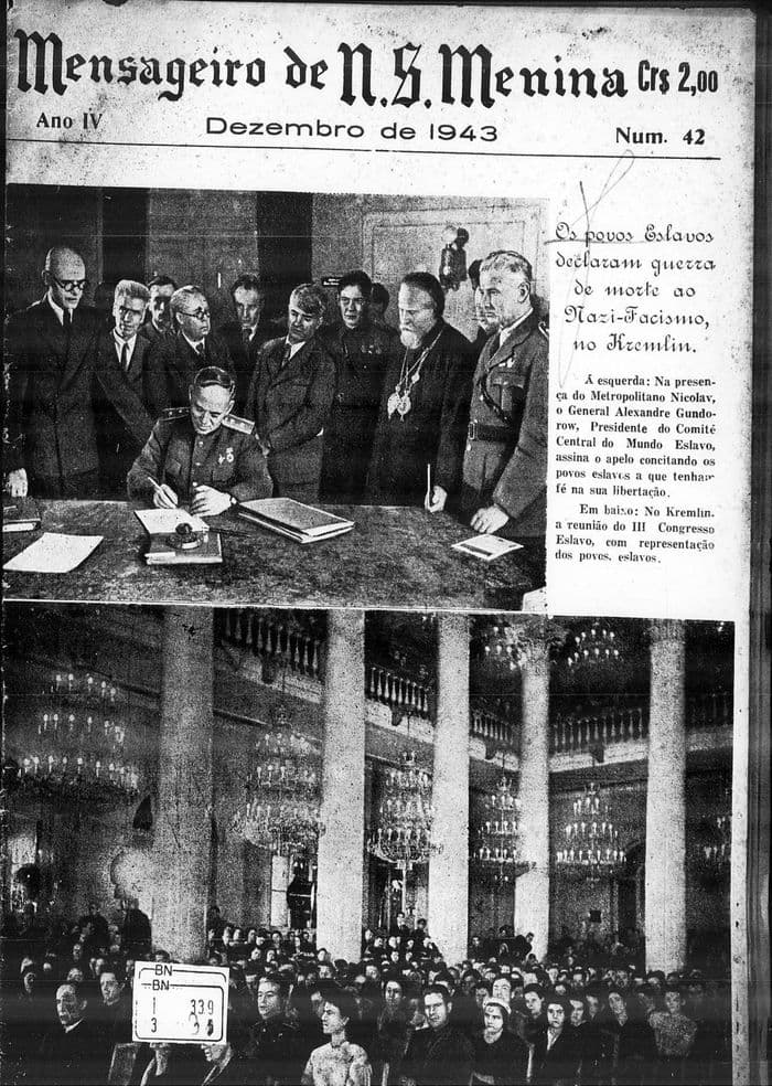 Capa da revista Mensageiro de Nossa Senhora Menina, Nº 42, Dezembro de 1943