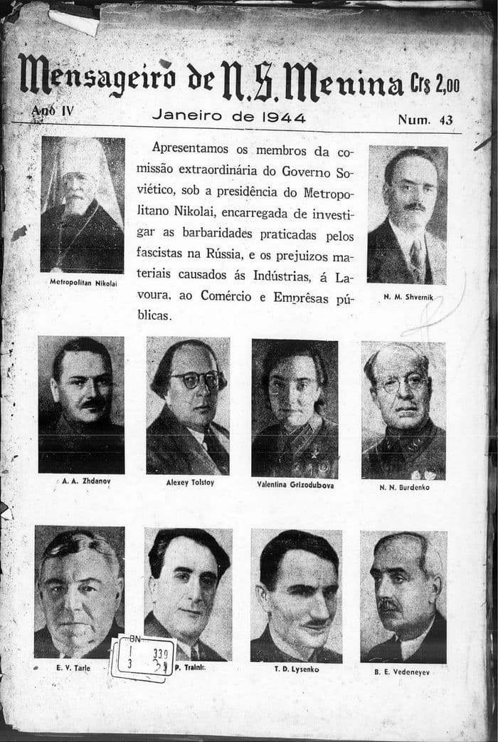 Capa da revista Mensageiro de Nossa Senhora Menina, Nº 43, Janeiro de 1944